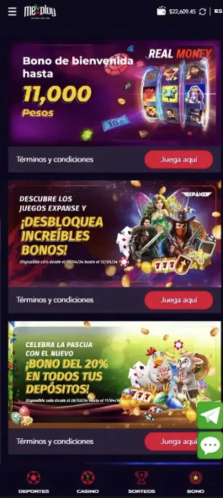 Aplicación de MexPlay Casino