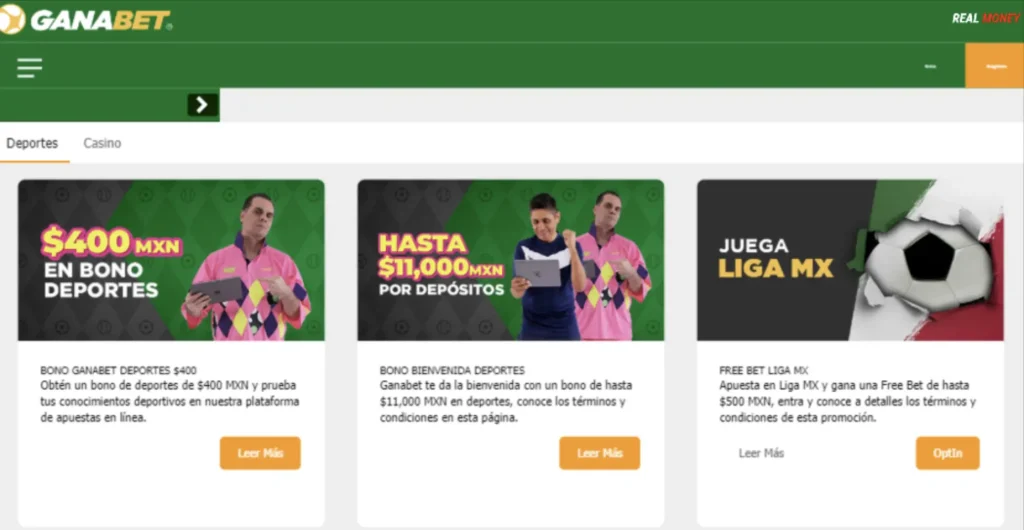 Bonos de casino GanaBet actuales