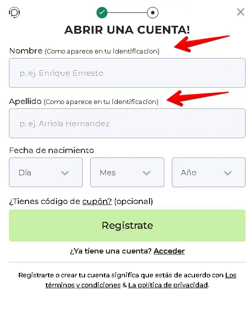 Registro en Casino Winpot
