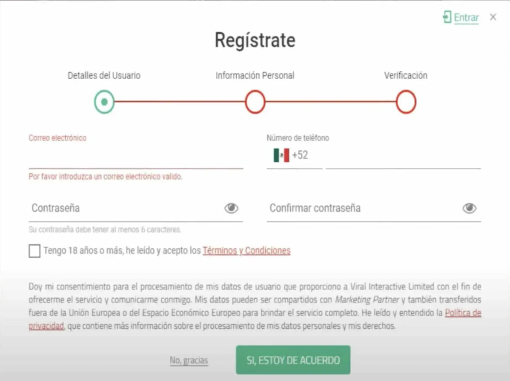 proceso de registro en Playdoit